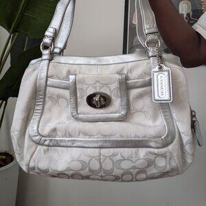 COACH Signature White/Silver Purse